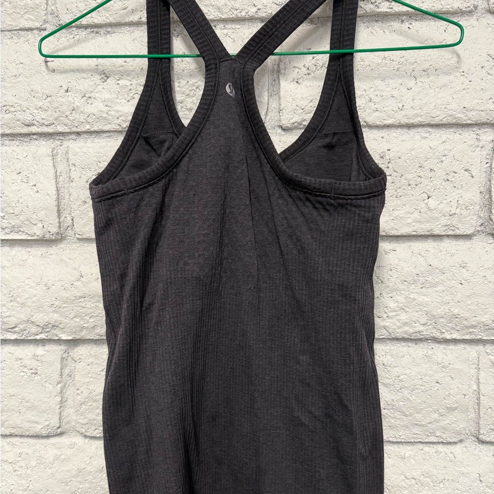 Dark Grey Ribbed Tank Top - Picture 2 of 4